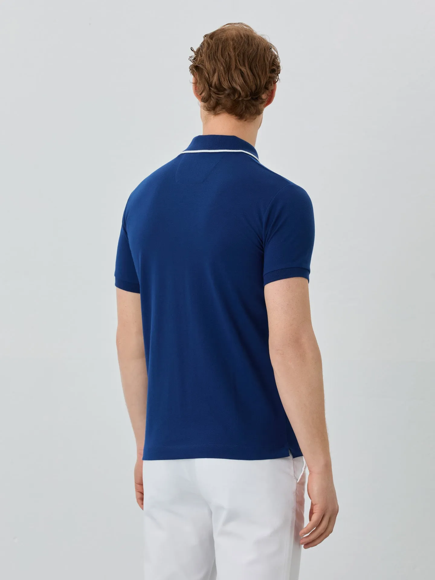 Slim Fit Piqué Polo In Recycled Polyester And Cotton Blend