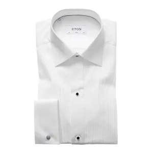 Slim Fit Plissé Black Tie Shirt