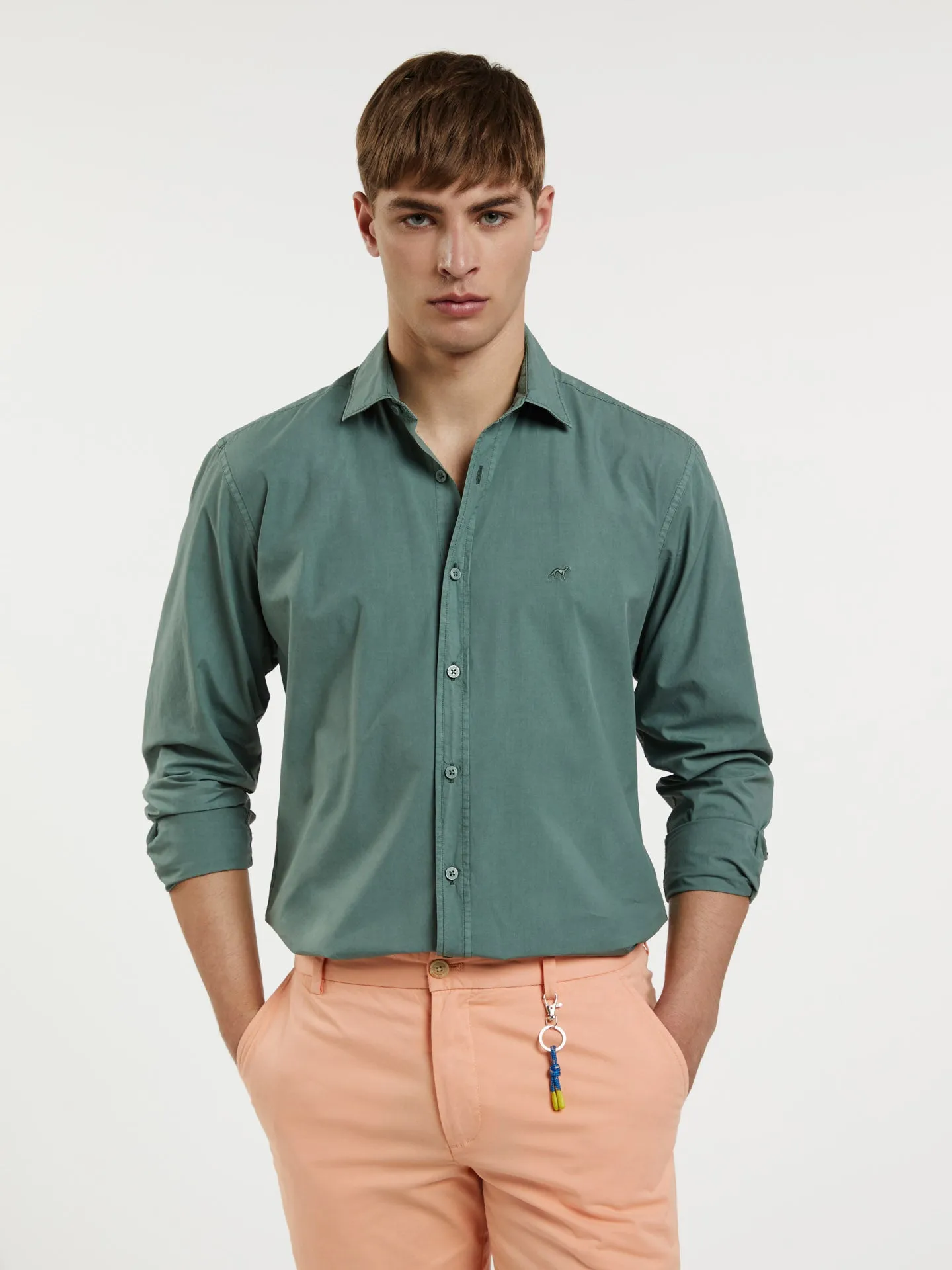 Slim fit poplin faded shirt