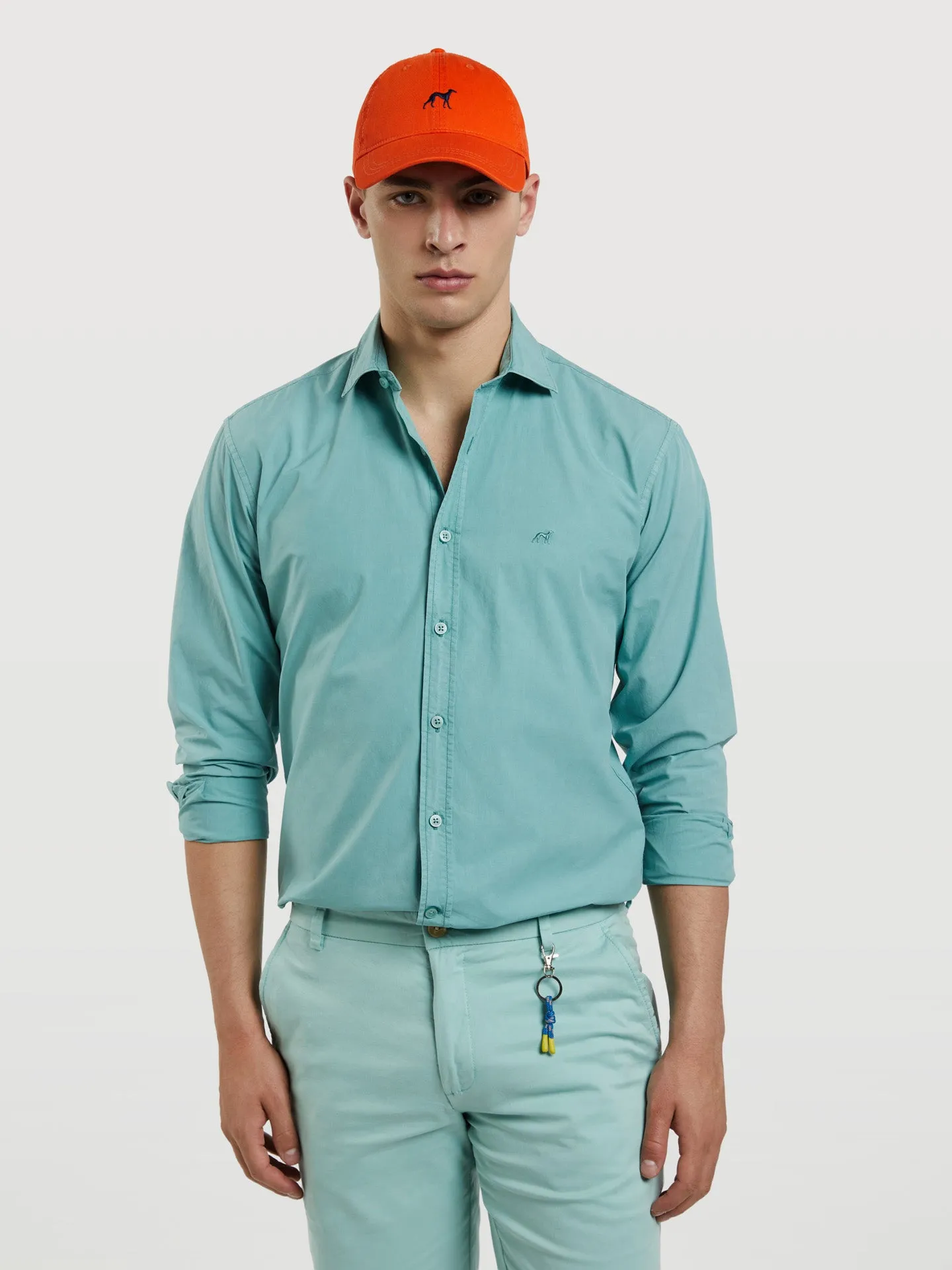 Slim fit poplin faded shirt