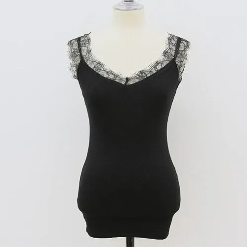 Slim Fit Sexy Black & White Cotton Sleeveless