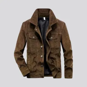 Slim-fitting average length men's corduroy coat