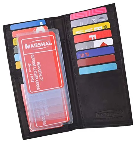 Slim Leather ID/Credit Card Holder Long Wallet with Pen holder