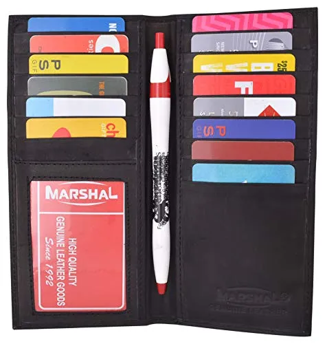 Slim Leather ID/Credit Card Holder Long Wallet with Pen holder