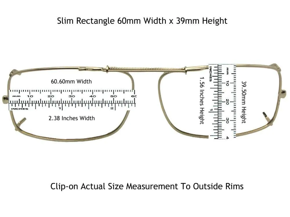 Slim Rectangle Shape Non Polarized Clip-on Sunglasses