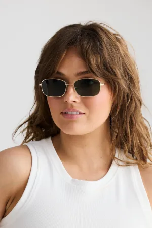 Slim Rectangular Sunglasses - Gold