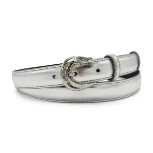 Slim Silver Metallic Belt