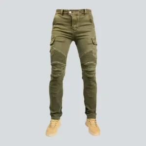 Slim wear-resistant men's moto jeans