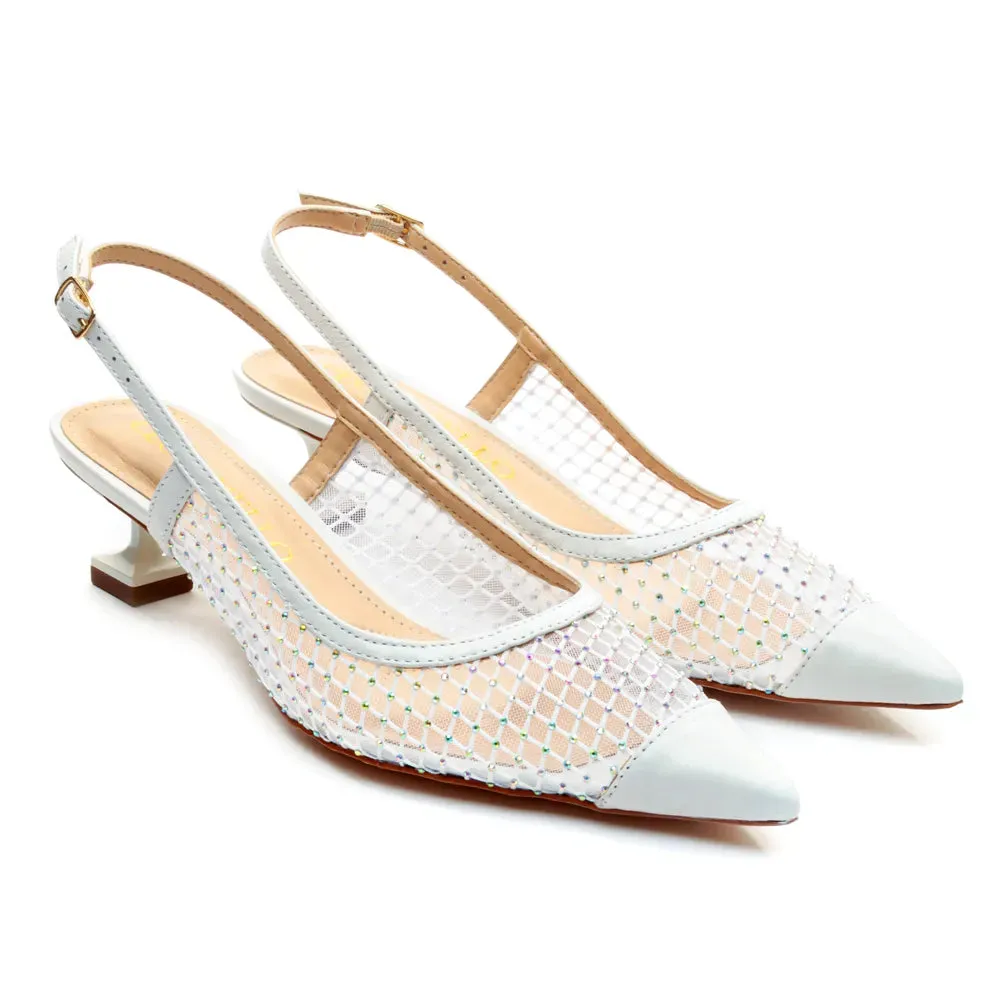 Slingback Cecconello Br Chanel Tela Com Brilho