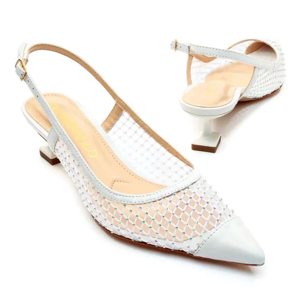 Slingback Cecconello Br Chanel Tela Com Brilho