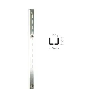 Slotted Wall Standard, A-line Medium Heavy Duty, 1/2" Slots on 1" centers, 48" - 96", Satin Zinc