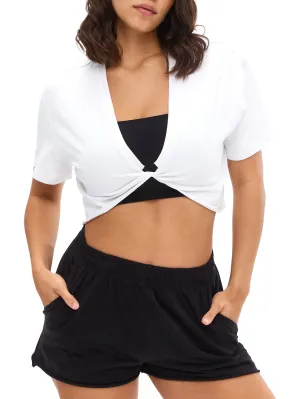 Slouchy Twist Crop - White