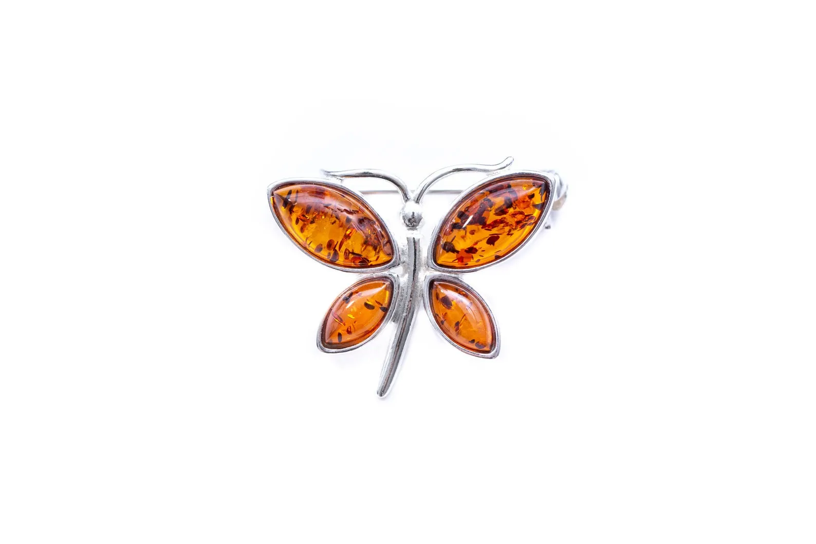 Small Amber Butterfly Brooch