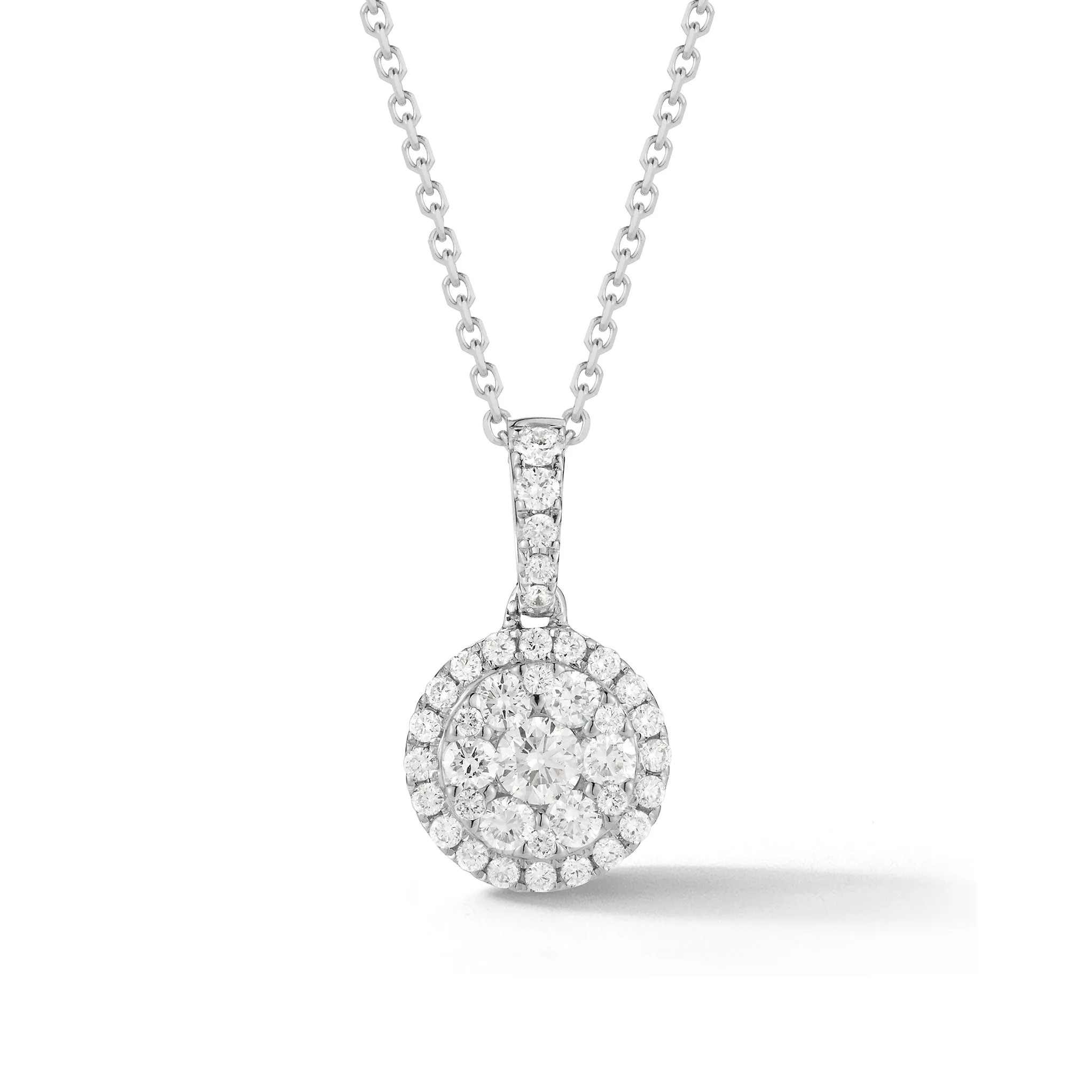 Small Diamond Halo Pendant Necklace