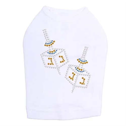 Small Dreidel Blue, Silver, Gold Rhinestuds Tank Top - Many Colors