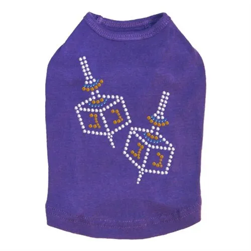 Small Dreidel Blue, Silver, Gold Rhinestuds Tank Top - Many Colors