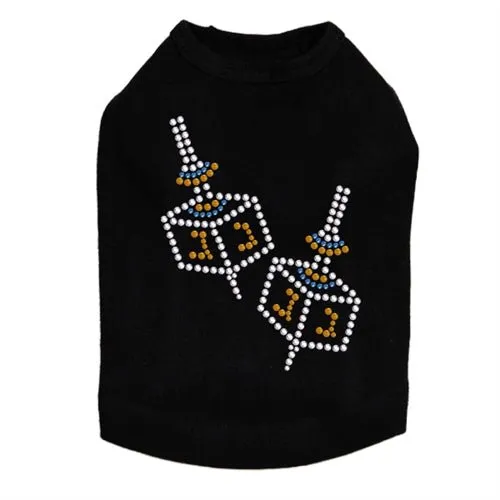 Small Dreidel Blue, Silver, Gold Rhinestuds Tank Top - Many Colors