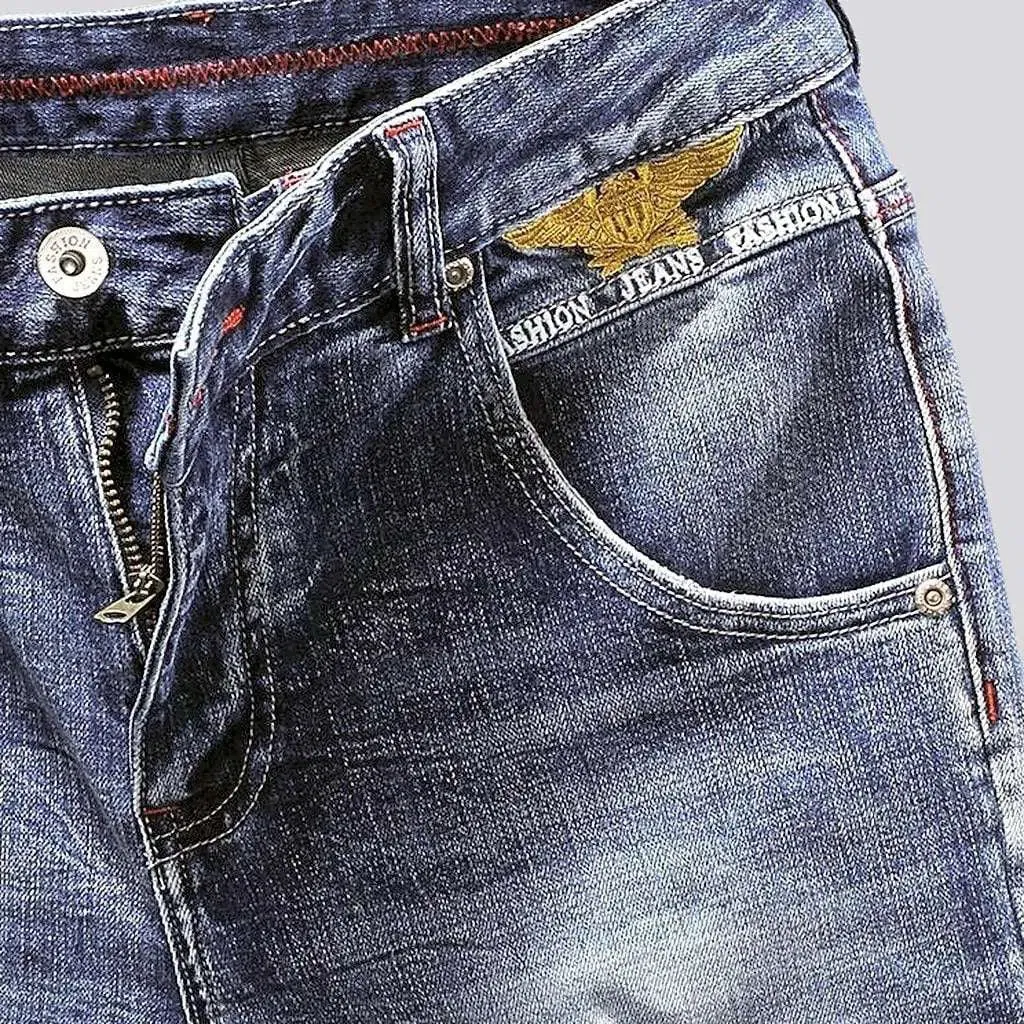 Small eagle embroidery street jeans