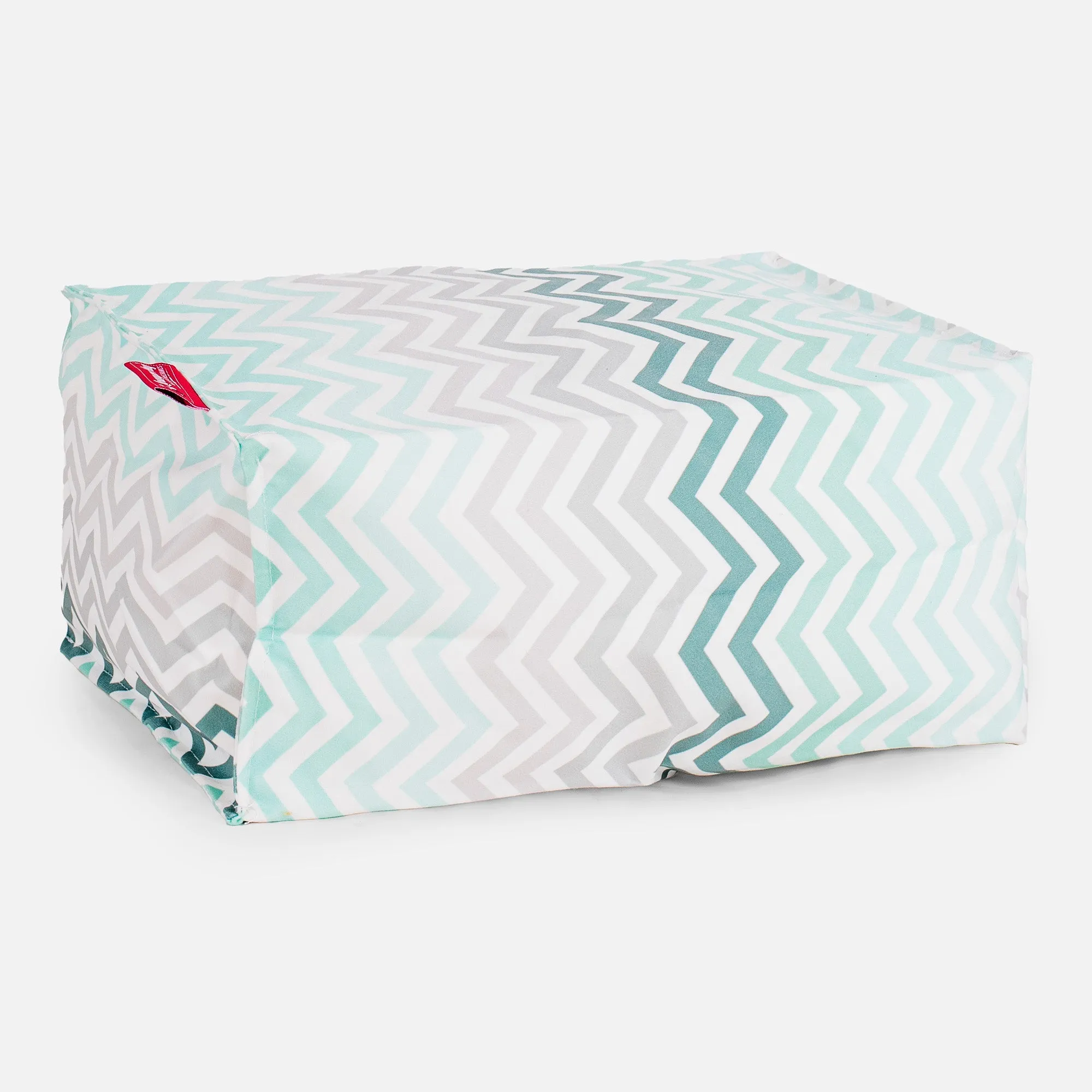 Small Footstool - Geo Print Chevron Teal