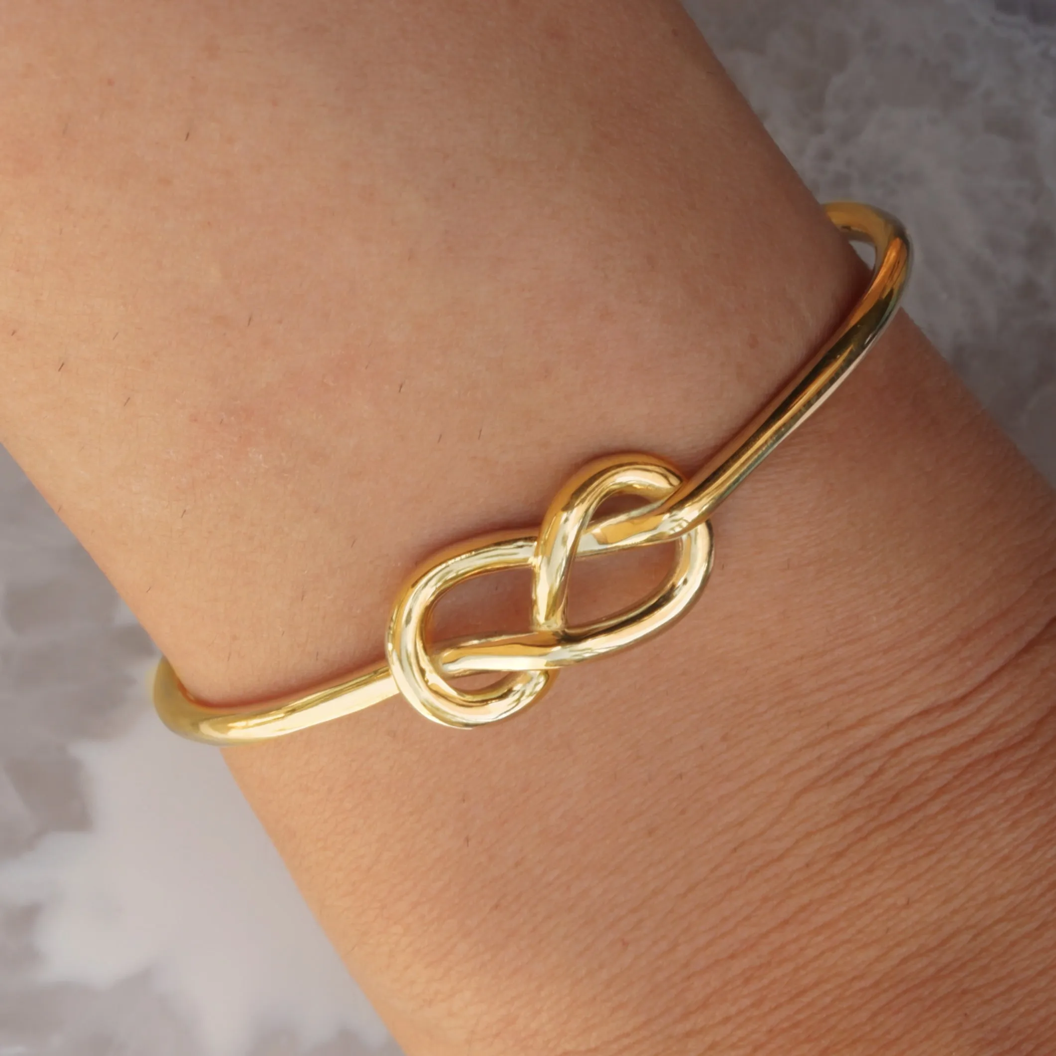 Small Infinity Knot Gold Cuff Bangle