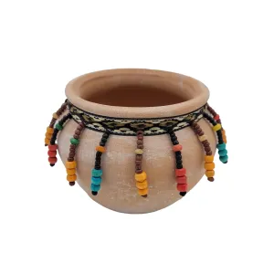 Small Natural Terracotta Plant Pot with Beads