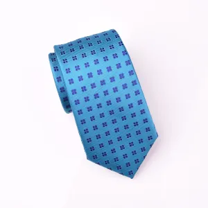 Small Purple 4 Pedal Floral Blue Flashy Green Teal Woven Tie 3"