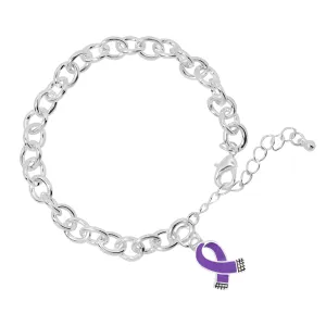 Small Size Purple Ribbon Chunky Charm Bracelets