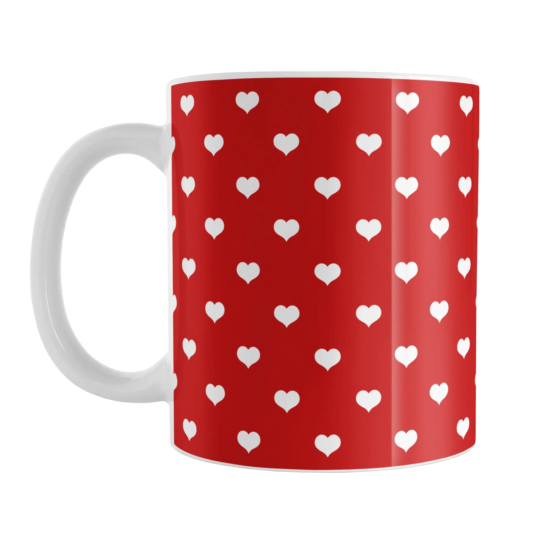 Small White Hearts Pattern Red Mug