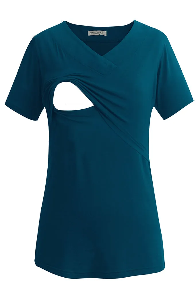 Smallshow V Neck Short Sleeve Nursing Tops