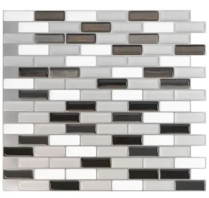 Smart Tiles Mosaik Series SM1030-4 Wall Tile, 9.1 in L Tile, 10.2 in W Tile, Straight Edge, Murano Metallik Pattern :PK 4: QUANTITY: 6