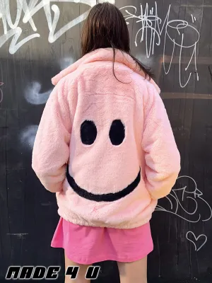 SMILEY FAUX FUR COAT - PINK ✰ MADE 4 U ✰