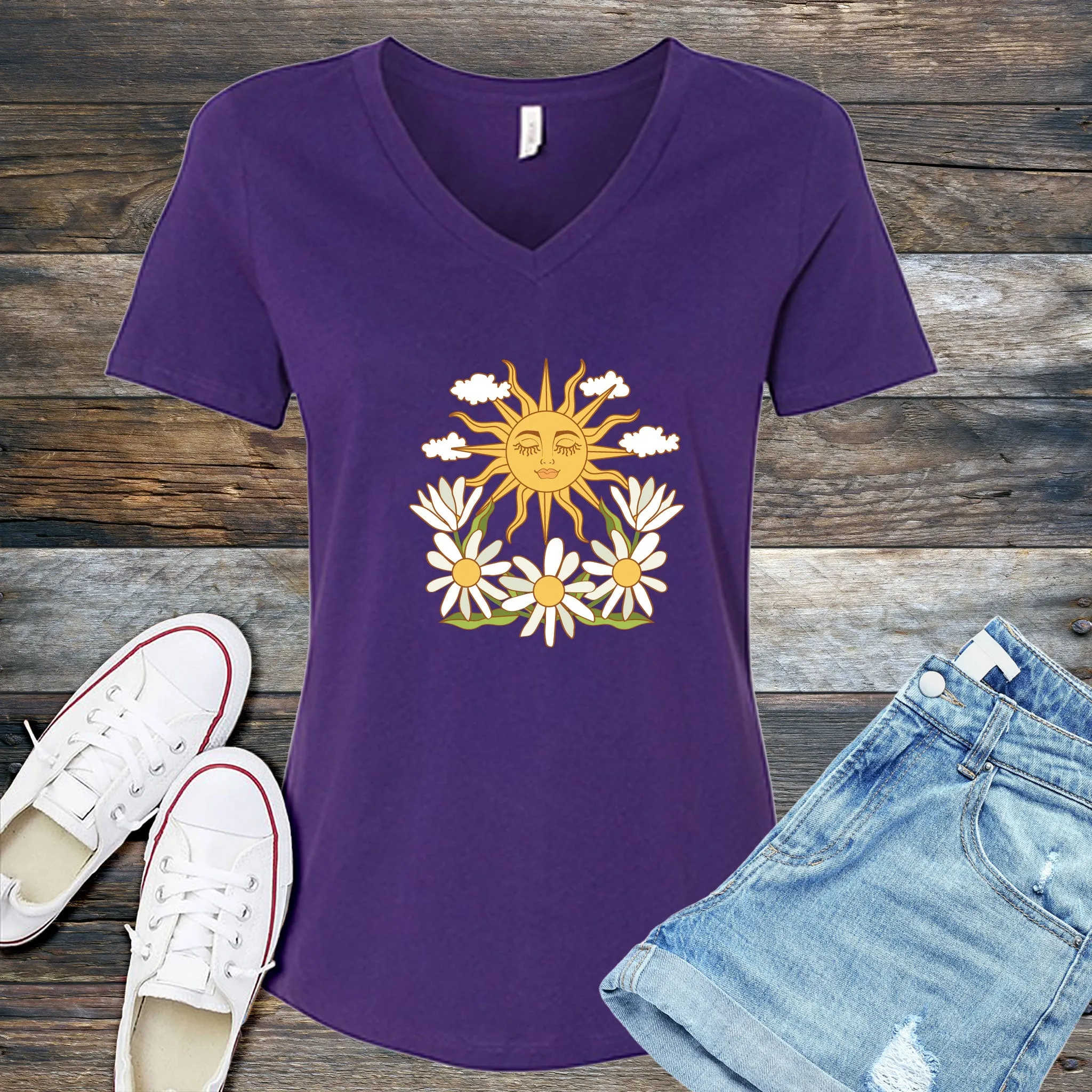 Smiling Daisy Sun V-Neck