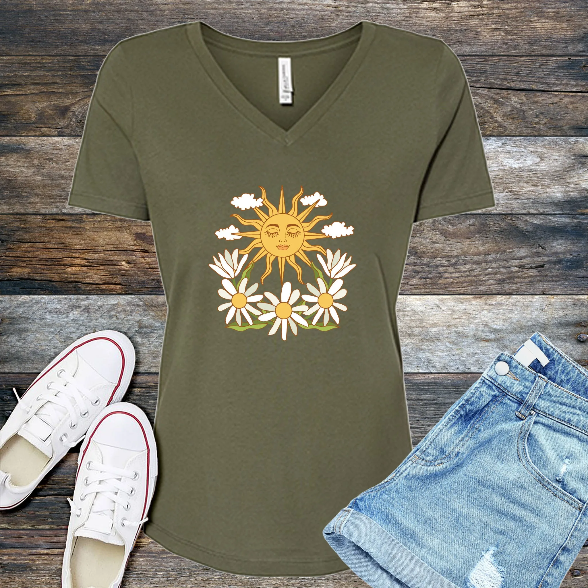 Smiling Daisy Sun V-Neck