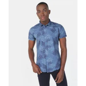 Smith & Jones Ensign Blue Audley Floral Short Sleeve Mens Shirt