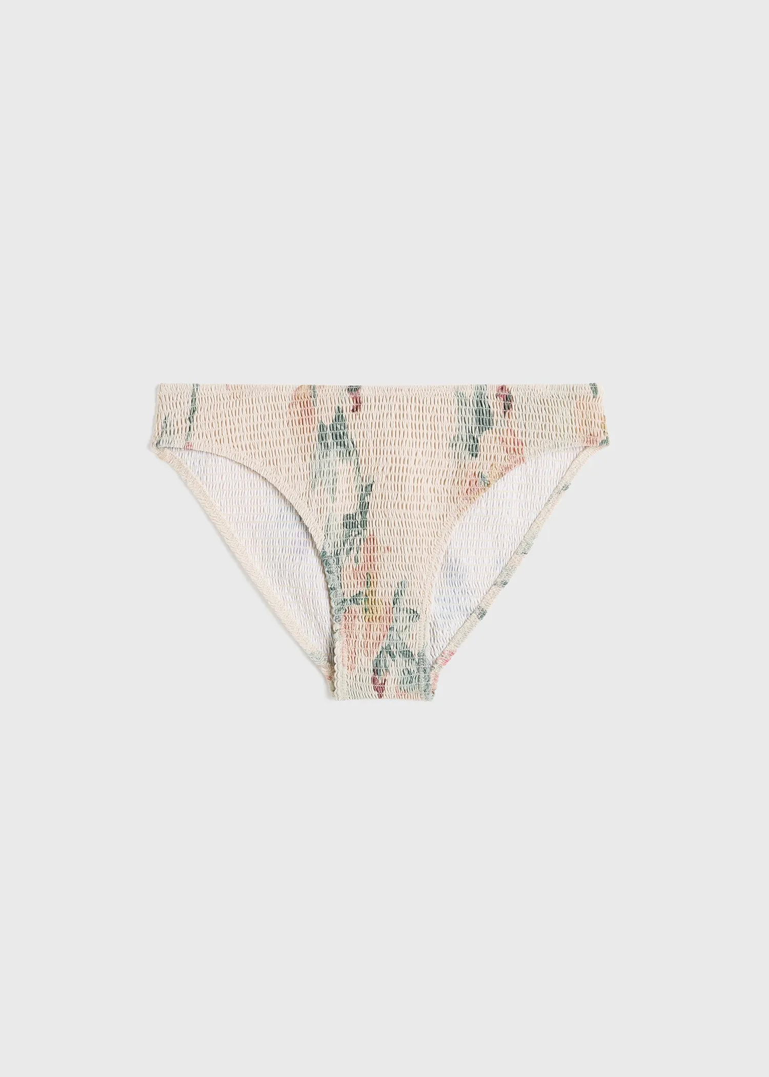 Smocked mid-rise bikini bottoms washed floral