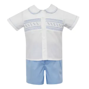 Smocked Short Set- Light Blue