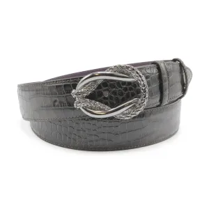 Smoke Grey Brush Off Effect Mock Croc Reef Knot Belt