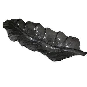 Smoked Leaf Glass Tray