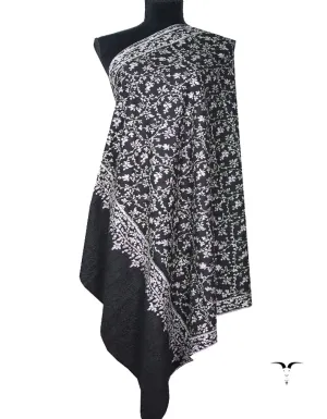 smokey black jaali embroidery Pashmina shawl 8716