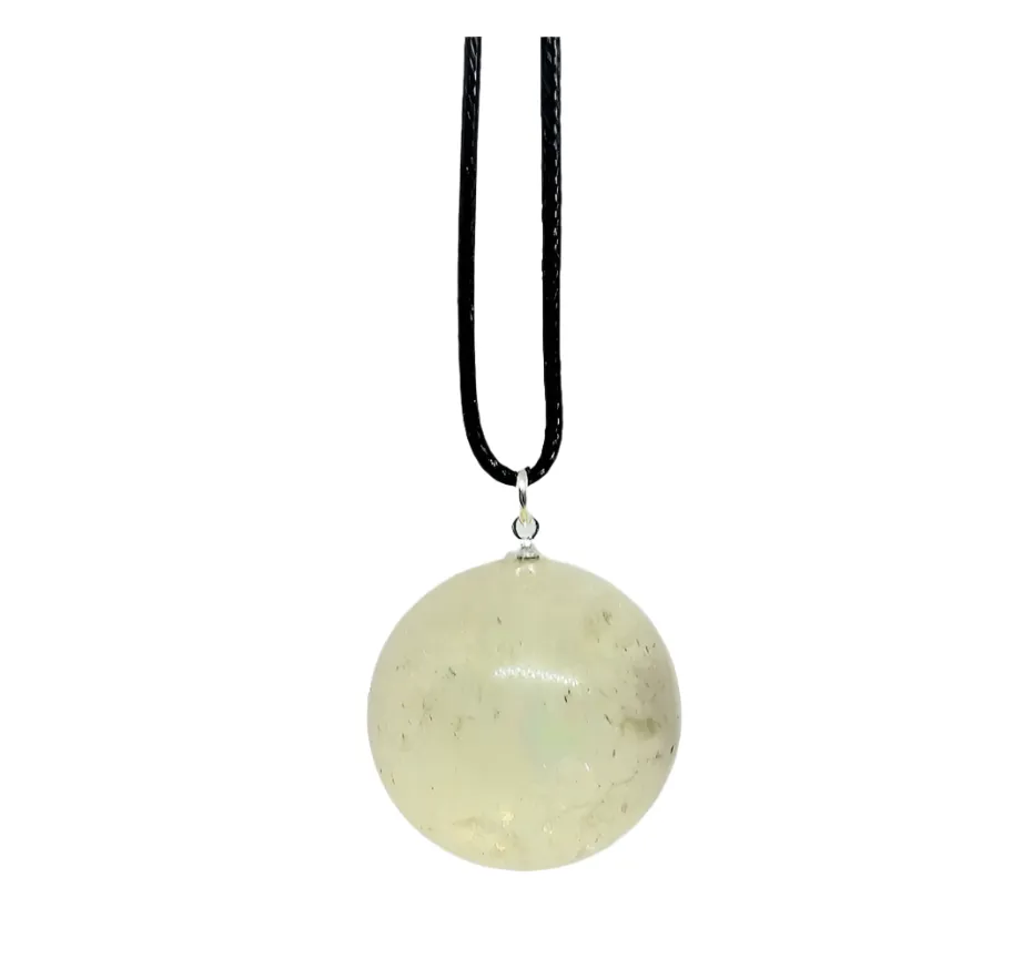 Smoky Citrine Crystal Sphere Pendant Necklace