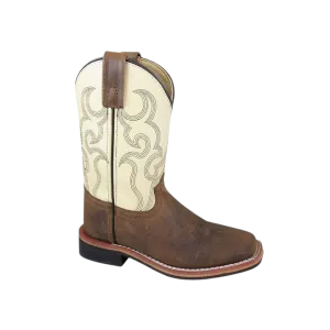 Smoky Mountain Kid's Brown/Cream Scout Leather Square Toe Youth Western Boots