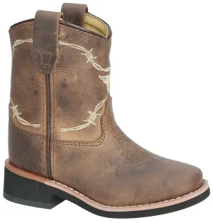 Smoky Mountain Toddler Boys Logan Waxed Brown Leather Cowboy Boots