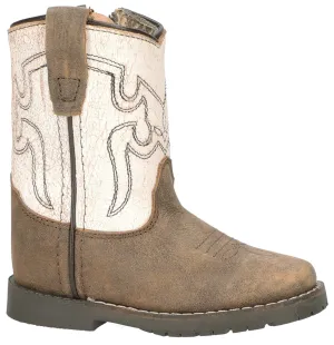 Smoky Mountain Toddler Unisex Autry Antique White/Brown Leather Cowboy Boots