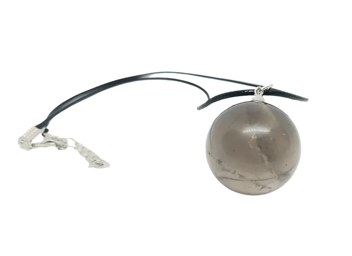 Smoky Quartz Crystal Sphere Pendant Necklace