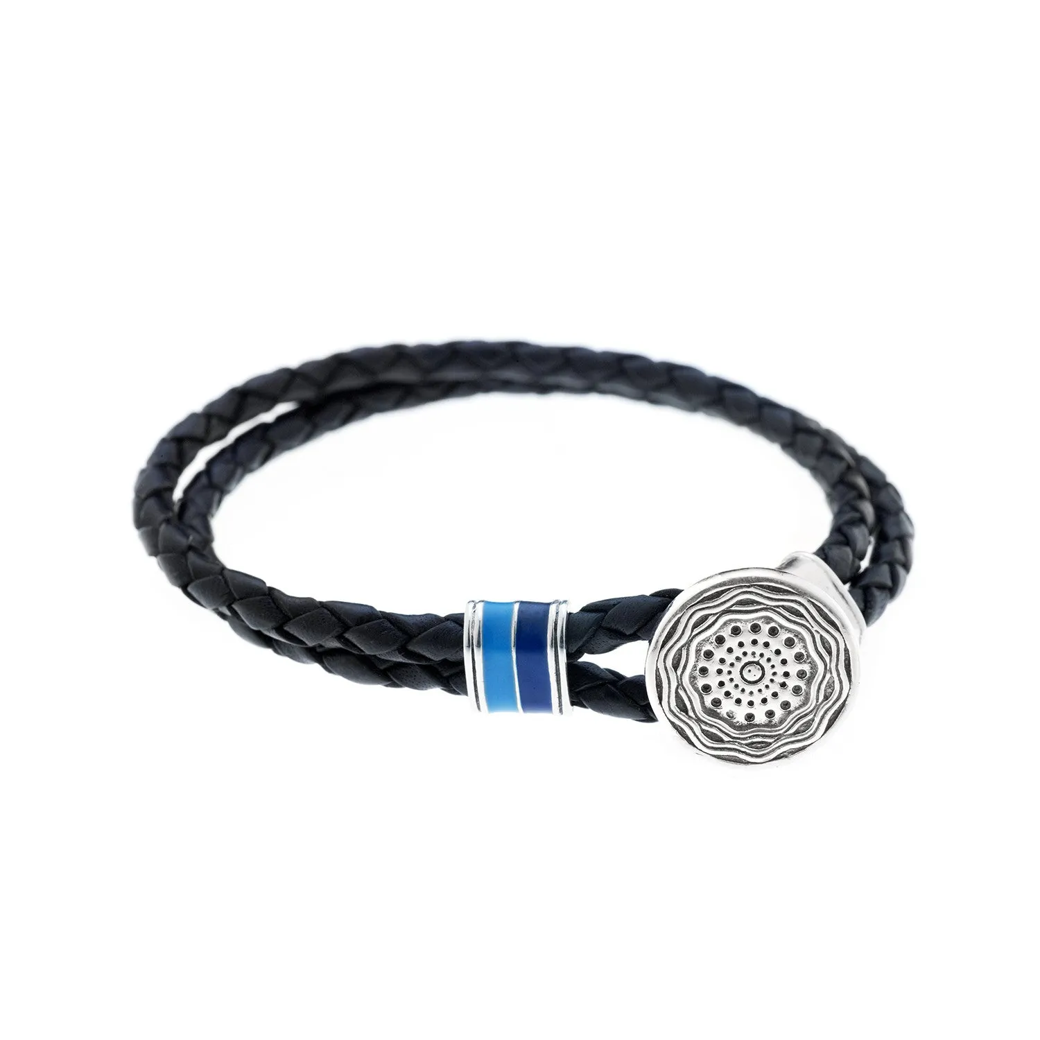 Smooth Seas Don't Make Skillful Sailors Sterling Silver & Enamel Leather Bracelet