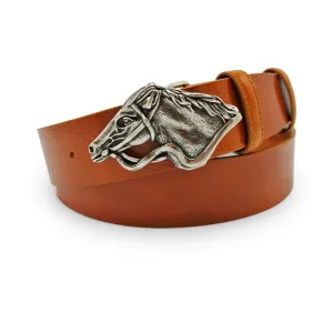 Smooth Supple Honey Toned Horsehead Belt