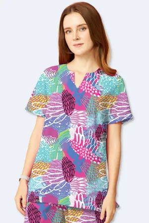 SN0041 Gliding Bunjil Indigenous Printed Scrub Top