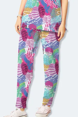 SN0042 Gliding Bunjil Indigenous Printed Scrub Pants