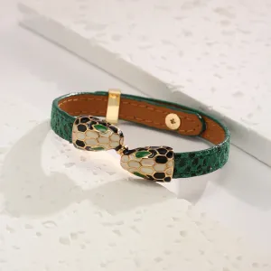 Snake Head Punk Leather Bangles Bracelet for Women