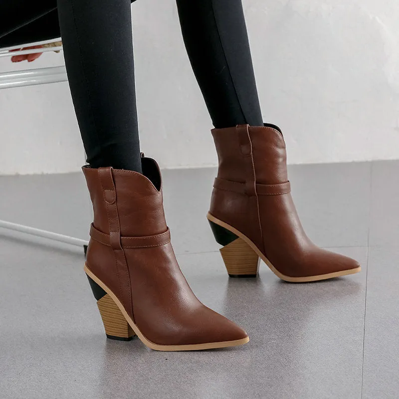 SnakeLux Winter High Heel Pointed Ankle Boots